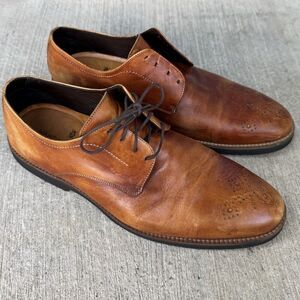 Martin Dingman Mens Size 11 Oxford Brown Leather Round Toe Lace-Up Dress Shoes